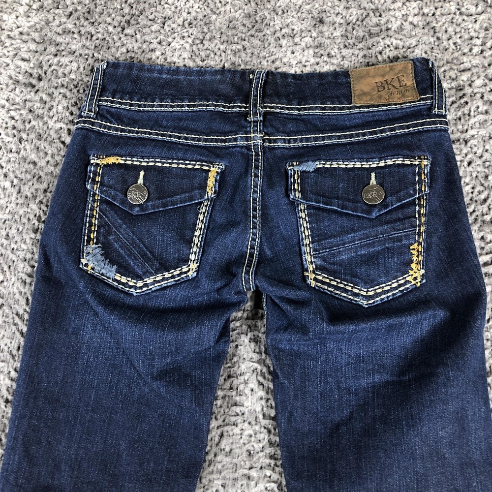 BKE Stella Straight Jeans Womens 25R Blue Med Wash Low Rise Slim Stretch Denim - Picture 3 of 14